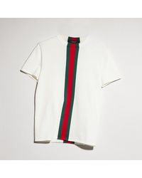 Gucci - Knit Cotton T-Shirt With Web Detail - Lyst