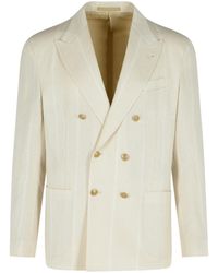 Eleventy - Cream Cotton Blend Blazer - Lyst