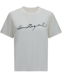 MM6 by Maison Margiela - Central-Print T-Shirt Off - Lyst