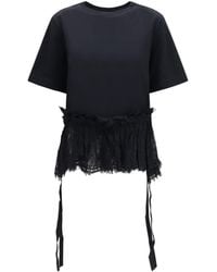 McQueen - Lace Ruffle T-Shirt - Lyst