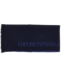 Emporio Armani - Jacquard Logo Wool Scarf - Lyst