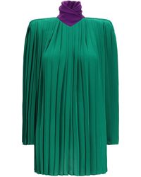 Valentino - Pleated Georgette Top Antic/ Orchid - Lyst