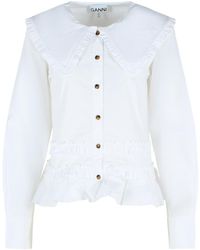 Ganni - Cotton Shirt - Lyst
