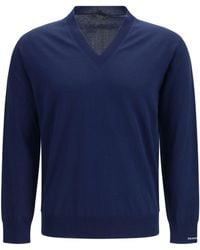 Prada - Cotton V-Neck Sweater - Lyst