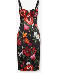 Dolce & Gabbana - Dolce & Gabbana Satin Dress With Floral Print - Lyst
