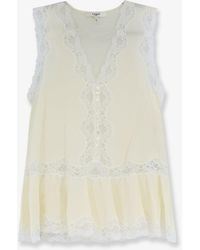 Chloé - Silk Top With Lace Inserts - Lyst