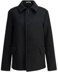 AURALEE - Wool Coat Jackets And Coats Grey - Lyst
