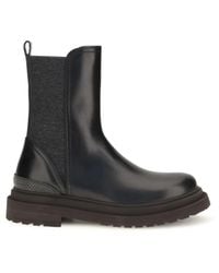 Brunello Cucinelli - Leather Chelsea Ankle Boots - Lyst