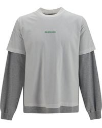 Balenciaga - Double-Sleeve Cotton T-Shirt - Lyst