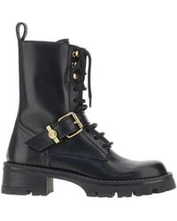 Versace - Leather Boots With Medusa Detail - Lyst