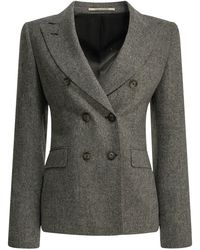 Tagliatore - Double-Breasted Herringbone Blazer - Lyst