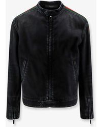 Gucci - Denim Jacket With Web Detail - Lyst