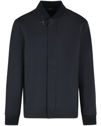 Fay - Cotton Blend Microfaille Bomber Jacket - Lyst