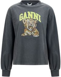 Ganni - Long-Sleeve Tiger-Print T-Shirt - Lyst