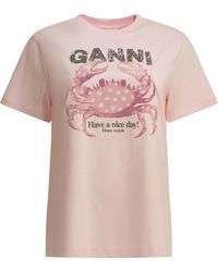 Ganni - "Crab" Crewneck T-Shirt - Lyst