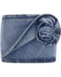 Magda Butrym - Mini Skirt Twisted Floral Denim - Lyst