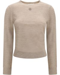 Tory Burch - T Logo Wool Sweater Light Melange - Lyst