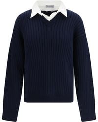 Balenciaga - Cotton Sweater With Shirt Details - Lyst