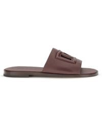 Dolce & Gabbana - Dolce & Gabbana Grained Leather Sandals - Lyst