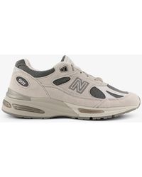 New Balance - 991 Mesh And Suede Low-Top Sneakers - Lyst