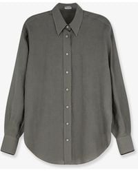 Brunello Cucinelli - Linen Shirt With Monili Detail - Lyst