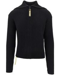 Fendi - Ribbed Wool Full-Zip Cardigan - Lyst