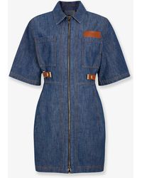 Fendi - Chambray Denim Chemisier Dress - Lyst