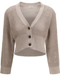 Brunello Cucinelli - Sequined Mesh Cardigan - Lyst