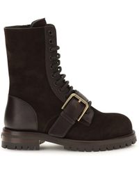 Dolce & Gabbana - Dolce & Gabbana Leather And Suede Buckle Ankle Boots - Lyst