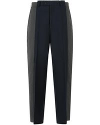 Maison Margiela - Two-Tone Wool Trousers With Assembled Design And Pleated Front - Lyst