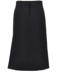 Fendi - Grain De Poudre Wool Midi Skirt - Lyst