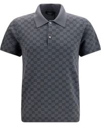 Gucci - Gg Jacquard Wool And Silk Polo Shirt - Lyst