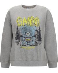Ganni - Isoli Teddy Forest Sweatshirt Paloma - Lyst