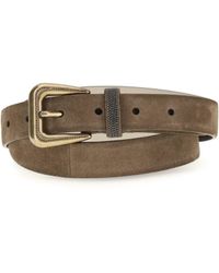Brunello Cucinelli - Suede Belt With Monili Detail - Lyst