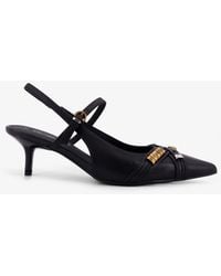 Pinko - Gloria 18 Leather Pumps With Metal Lettering Detail - Lyst
