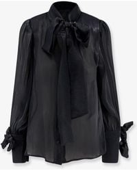 ACTUALEE - Satin Shirt With Padded Shoulders - Lyst