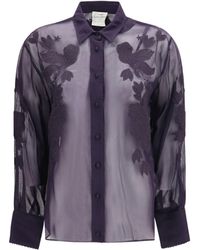forte_forte - Forte_Forte Organza Shirt With Floral Embroidery - Lyst