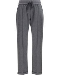 Brunello Cucinelli - Track Stretch-Fleece Pants With Monili Detailing - Lyst