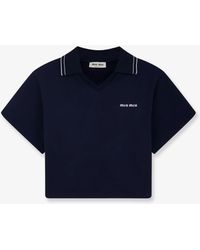 Miu Miu - Cotton Sweatshirt With Logo Embroidery - Lyst