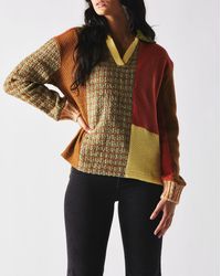 ANDERSSON BELL Women's Sienna Patchwork Knit Polo - Multicolour
