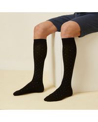 Yamamay - Calze lunghe nere a piccoli pois bianchi e azzurri - Daily - Lyst