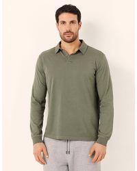 Yamamay - Maglia manica lunga taglio polo in cotone Washed Cotton - Lyst