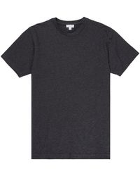 Sunspel Riviera Organic T-shirt Charcoal Melange - Black