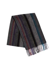 Paul Smith Men Scarf Made In England College Wool Black Colour 47 