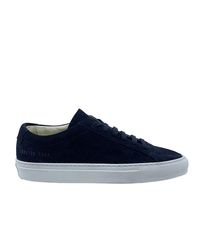 Common Projects Suede Achilles Low Sneaker Navy Blue