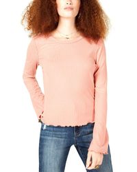 American Rag Cie Lace-up Ribbed Top - Pink