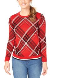Charter Club Petite Plaid Sweater - Red
