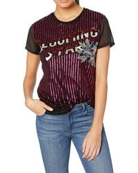 Guess Embroidered Graphic Sequin Top - Black