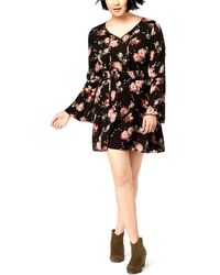 American Rag Cie Lace-up Bell Sleeve Dress - Black