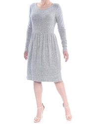 Maison Jules Long Sleeve Knee Length Dress - Gray